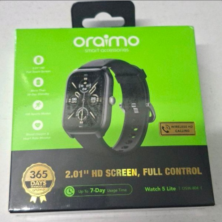 Oraimo 2.01" HD Screen Watch 5 Lite - Black (OSW-804) - Image 2